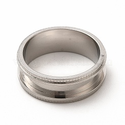 Non-Tarnish 201 Stainless Steel Grooved Finger Ring Settings&nbsp;STAS-P323-10P