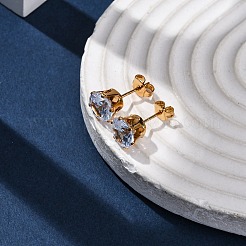 304 Stainless Steel Micro Pave Clear Cubic Zirconia Stud Earrings&nbsp;EJEW-P299-01E-G