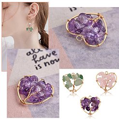 6Pcs 3 Styles Natural Gemstone Pendants&nbsp;FIND-SZ0002-70