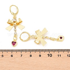 Bowknot Brass Micro Pave Cubic Zirconia Leverback Earrings&nbsp;EJEW-H182-02G