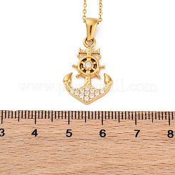 304 Stainless Steel Crystal Rhinestone Anchor Pendant Necklaces&nbsp;LS-NJEW-Z057-01B-G