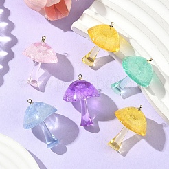 10Pcs 5 Colors Luminous Epoxy Resin Mushroom Pendants&nbsp;RESI-YW0004-19