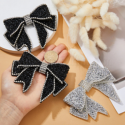 4Pcs 2 Styles Bowknot Velet & Rhinestone Clothing Patches&nbsp;DIY-HS0002-23