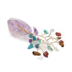 Natural Mixed Gemstone Chips Tree of Life Display Decorations&nbsp;AJEW-JD00015-04