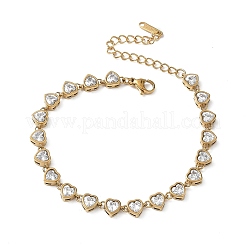 304 Stainless Steel Micro Pave Cubic Zirconia Link Bracelets for Women&nbsp;SA-CBA4051-13G