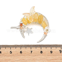 Natural Topaz Jade Round Chip Wire Wrapped Pendants&nbsp;PALLOY-TA00437-04