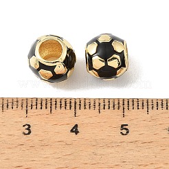 Sports Ball Brass Enamel European Beads&nbsp;KK-CBAF2EC-03G-04