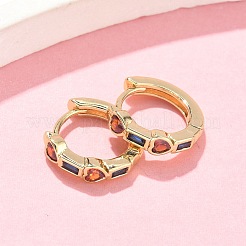Heart with Rectangle Brass Micro Pave Colorful Cubic Zirconia Hoop Earrings&nbsp;EJEW-Z102-27G