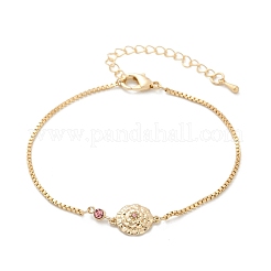 Brass Micro Pave Cubic Zirconia Birthday Flower Link Bracelets&nbsp;BJEW-U031-01G-10