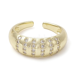 Rack Plating Brass Micro Pave Cubic Zirconia Open Cuff Rings&nbsp;RJEW-K257-15G