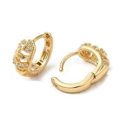 Brass Micro Pave Cubic Zirconia Hoop Earring&nbsp;EJEW-L271-24KCG-01