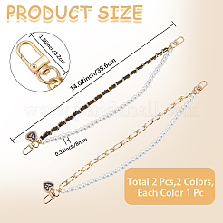 2Pcs 2 Colors PU Leather & Plastic Pearl  Phone Hand Strap Chains&nbsp;AJEW-CN0003-47B