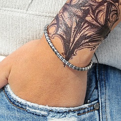 Two Tone Synthetic Non-magnetic Hematite Beads Braided Bead Bracelets&nbsp;WG8D2F5-02