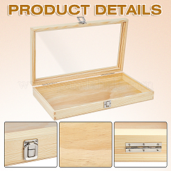 Wood Jewelry Display Cases with Visible Window Lid&nbsp;AJEW-WH0696-753B
