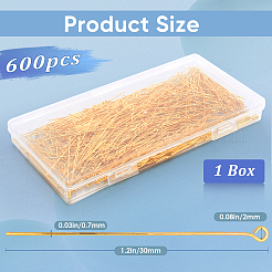 600Pcs Brass Eye Pin&nbsp;KK-SP0001-69B-G