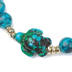 Round Dyed Synthetic Turquoise Beads Stretch Bracelets&nbsp;BJEW-JB10609