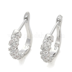 Brass Clear Cubic Zirconia Hoop Earrings&nbsp;EJEW-Q016-15P