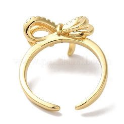 Bowknot Brass Micro Pave Clear Cubic Zirconia Open Cuff Rings for Women&nbsp;RJEW-C098-07G