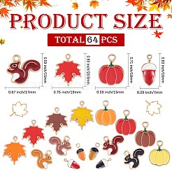64Pcs 14 Styles Autumn Theme Alloy Enamel Pendants&nbsp;ENAM-SZ0003-35