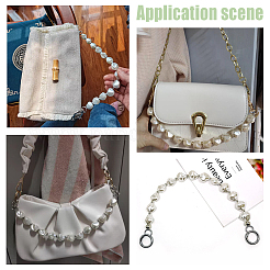 2Pcs 2 Style Acrylic Imitation Keshi Pearl & Aluminium Chain Bag Handles&nbsp;DIY-WR0002-69P