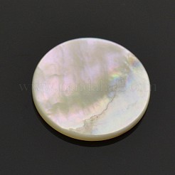 Natural White Shell Mother of Pearl Shell Flat Round Cabochons&nbsp;X-SSHEL-E551-28