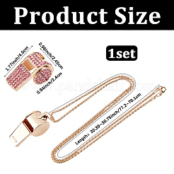 Alloy Rose Rhinestone Whistle Pendant Necklaces&nbsp;NJEW-WH20001-24G-02