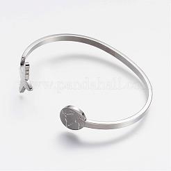 Tarnish Resistant 304 Stainless Steel Cuff Bangles&nbsp;BJEW-N0028-02P