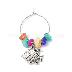 Fish Alloy Wine Glass Charms&nbsp;AJEW-JO00225