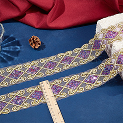 10 Yards Polyester Lace Ribbon with Paillette&nbsp;OCOR-WH0090-050B