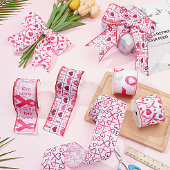 5 Rolls 5 Styles Printed Polyester Grosgrain Ribbon&nbsp;OCOR-PH0006-02