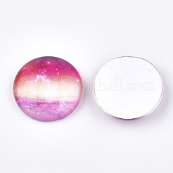 Starry Sky Pattern Printed Glass Cabochons&nbsp;X-GGLA-N004-25mm-D72