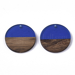 Transparent Resin & Walnut Wood Pendants&nbsp;RESI-S358-02B-H60