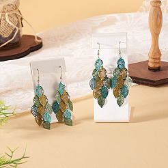 2 Pairs 430 Stainless Steel Leaf Dangle Earrings&nbsp;EJEW-TA0001-83D