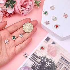 12Pcs 6 Colors Glass Connector Charms&nbsp;FIND-CA0010-64
