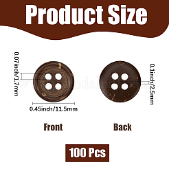 100Pcs 4-Hole Coconut Buttons&nbsp;BUTT-CY0001-30
