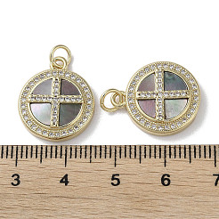 Brass Micro Pave Clear Cubic Zirconia Cross Pendants&nbsp;KK-G485-32G-02