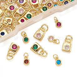 56Pcs 14 Style Brass Micro Pave Cubic Zirconia Charms&nbsp;ZIRC-PJ0001-04