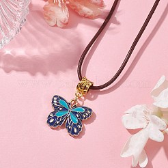 Alloy Enamel Butterfly Pendant Necklaces&nbsp;NJEW-JN04580-03