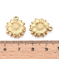 304 Stainless Steel Sunflower Pendants&nbsp;STAS-T072-51G
