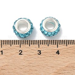 Polymer Clay Rhinestone European Large Hole Beads with Silver Color Plated Brass Cores&nbsp;FPDL-R002-12