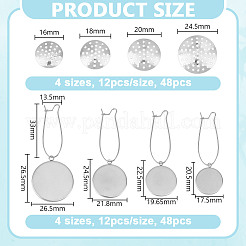 48Pcs 4 Styles 304 Stainless Steel Hoop Earring&nbsp;EJEW-DR00001