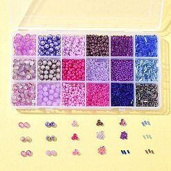 DIY Glass Round Beads & Seed Beads Jewelry Making Finding Kits&nbsp;DIY-FS0005-95