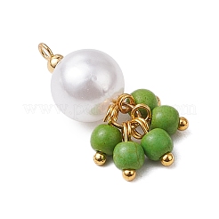 5Pcs 5 Colors ABS Plastic Imitation Pearl Round & Dyed Synthetic Turquoise Tassel Pendants&nbsp;PALLOY-JF03515