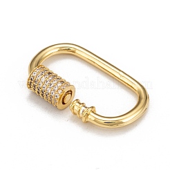 Brass Micro Pave Cubic Zirconia Screw Carabiner Lock Charms&nbsp;ZIRC-F105-03G