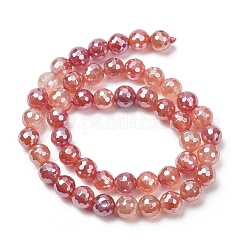 Electroplated Natural Agate Beads Strands&nbsp;G-B191-A07-8mm-15