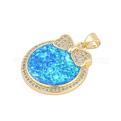 Brass Micro Pave Cubic Zirconia Pendants&nbsp;KK-I723-37G