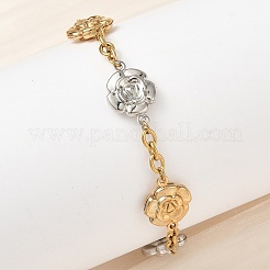 304 Stainless Steel Camellia Link Bracelets&nbsp;BJEW-A169-03GP