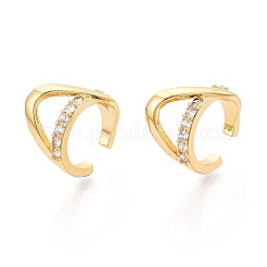 Brass Pave Clear Cubic Zirconia Cuff Earrings&nbsp;EJEW-T049-04G