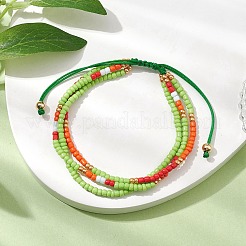 Adjustable Glass Seed Beaded Triple Layer Multi-strand Bracelet&nbsp;BJEW-MZ00048-05