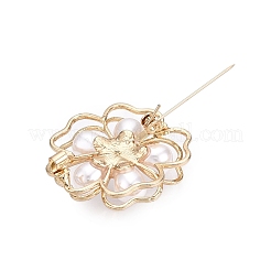 Alloy Crystal Rhinestone Flower Brooch Pins with ABS Pearl for Clothes Backpack&nbsp;JEWB-T005-03